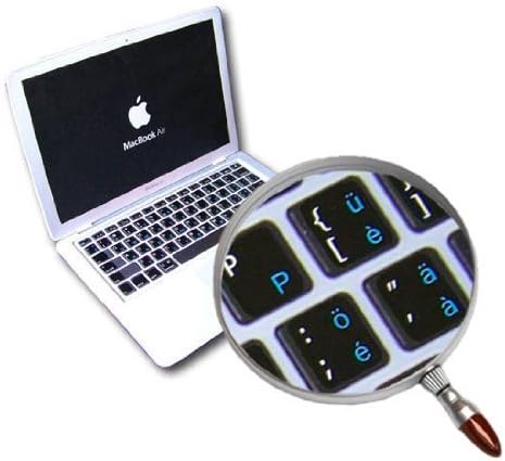 4KEYBOARD MAC engleski-Švicarske naljepnice za tastaturu na crnoj pozadini za Desktop, Laptop i Notebook