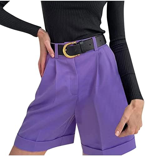 Pletene šorte od visokih struka za žene za žene opuštene fit ravne kratke hlače 2023 Ljetne casual