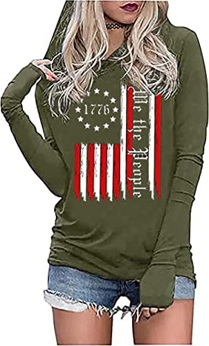 Modna kapuljača Lyeiao American zastava za žene USA zastava Grafička majica 4. jula Patriotski pulover