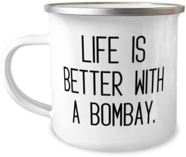Život je bolji sa Bombajom. 12oz kamper šolja, Bombajska mačka poklon od prijatelja, savršena za prijatelje, , Bombajske igračke za mačke, bombajski kreveti za mačke, Bombajska hrana za mačke, bombajske činije za mačke, bombajski ovratnici za mačke, Bombaj