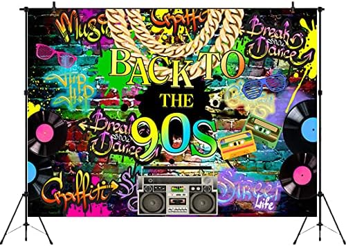 Aperturee 7x5ft Povratak na 90-ih pozadina Hip Hop Grafiti zid od opeke Retro Radio Muzika Moda fotografija pozadina 90-ih odrasli Rođendanska zabava ukras Banner portret Photo Studio štand rekviziti