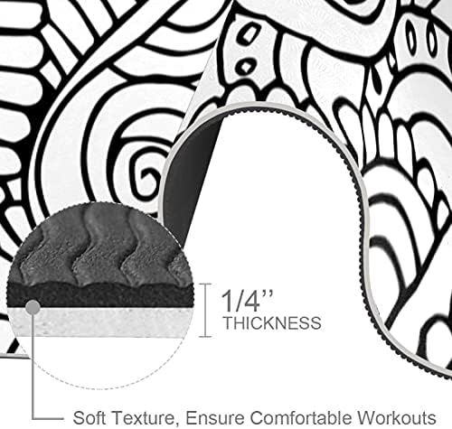 Debela neklizajuća Vježba & amp; fitnes 1/4 prostirka za jogu sa Mandala kanom crno-bijeli Print za Yoga Pilates