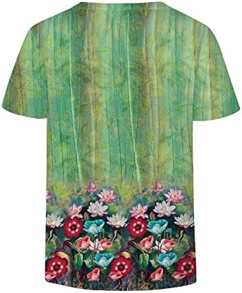 Tee Womens Ljeto jesen 2023. kratki rukav V vrat pamuk grafički grafički print cvijet ručak Top majica za dame