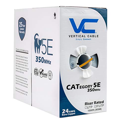 Vertikalni kabl Cat5e, 350 MHz, zaštićen, 24awg, čvrsti goli bakar, 1000ft, rasuti Ethernet kabl, plava