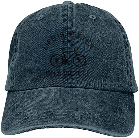 Život je bolji na biciklističkom sloganu kaubojski šeširi uniseks podesive starinske bejzbol kape Crne