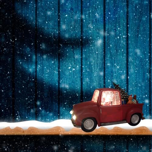 Svijetli kamion snijeg snijeg sa santa i drvetom, vrtlog sjaja, samostojeći božićni ukras, svečani