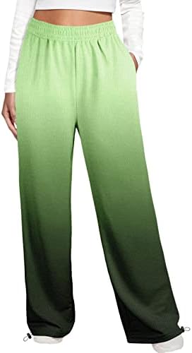 Štampane hlače za žene casual ženski gradijentni tisak Dno Duks džepovi High Sheit Sporty Gym Atletic Fit