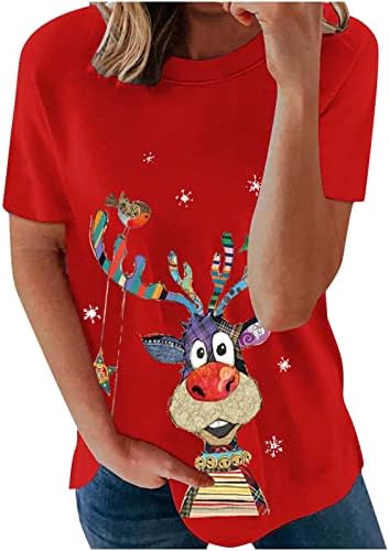 Smiješan ružni božićni džemper za ženske majice kratkih rukava slatka magarac grafička tunika vrhova ljetnih