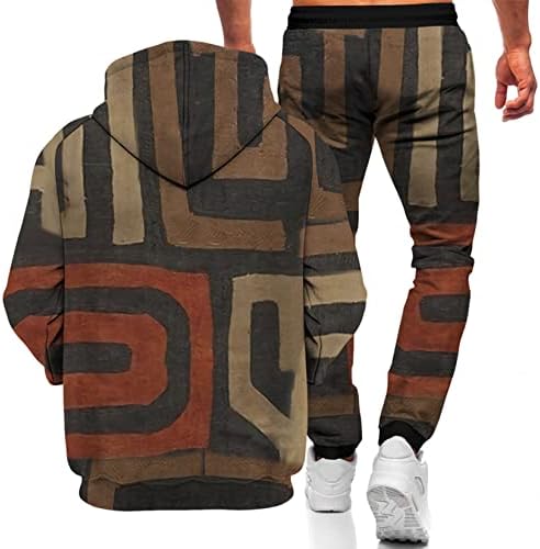 Urvip Unisex Sweatsuits setovi Novost vintage geometrijski uzorak 3D hoodie jogging odijelo plišano