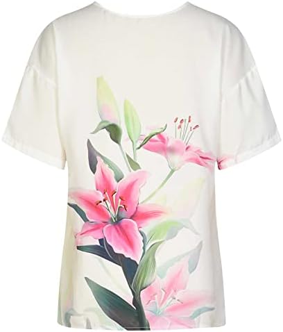 Lady kratki rukav trendy cvjetni grafički labav fit princess boginje Flowy bluza majica jesen ljetni