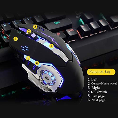 Žičani miš, ergonomski mehanički miš za igre,6 tastera Mute USB 4-Way desktop računarski miševi sa 4-nivoom