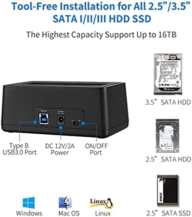 ZHUHW USB 3.0 za SATA Adapter za priključnu stanicu za eksterni čvrsti disk za 2.5 & amp; 3.5 inčni HDD SSD SATA brzina do 5GB