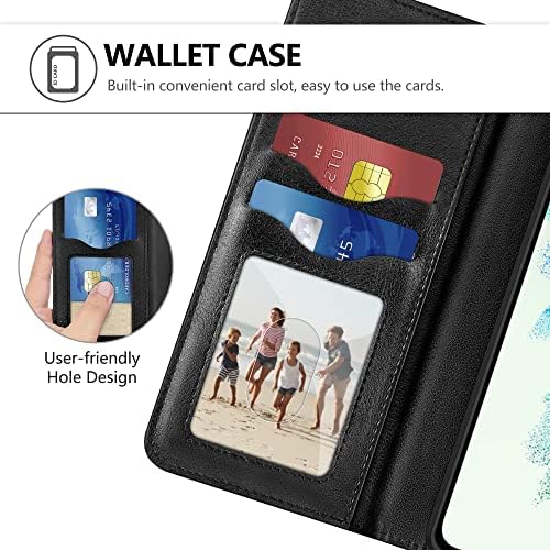 Vakoo Galaxy S21 Fe torbica za novčanik, Samsung S21 Fe torbica za novčanik, [ekstremna Izrada] [držač kartice] [postolje] Premium kožna Flip zaštitna futrola za telefon Samsung Galaxy S21 FE, Crna