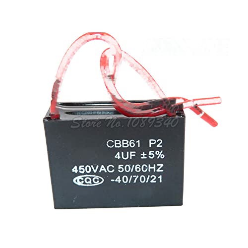 5pcs CBB61 4UF Početni kapacitet AC kondenzator ventilatora 450V 4uf CBB motorna kondenzatora