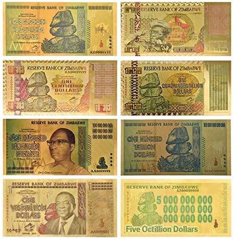 XUENING Zimbabve Z100 biliona dolara/100 Kvintriliona / 5 Oktiliona/100 Deciliona dolara zlatne folije,