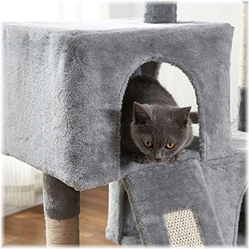 Mačji toranj, mačje drvo od 34,4 inča sa daskom za grebanje, 2 luksuzna stana, mačje drvo