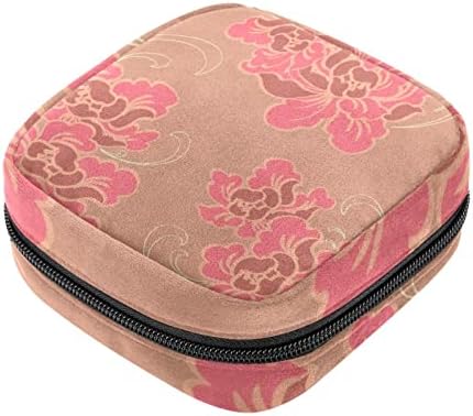 Oryuekan Period torba, gag za skladištenje sanitarne ubrus, ženstvena jastučna torba sanitarne jastučne torbice za djevojke Žene dame, vintage božur ružičasti cvjetni cvjetni