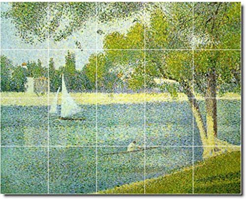 Ceramic Tile Mural-Georges Seurat Waterfront Painting 203. 40Š x 32 V 8x8 Tiles
