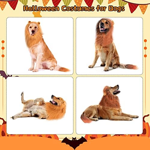 Saintrygo 2 komada Lion mane za pseće kostime Realistic Funny Lion Wig za donje sa srednjim do velikih dimenzija veliki pas Halloween PET kostim, veličina, veličina