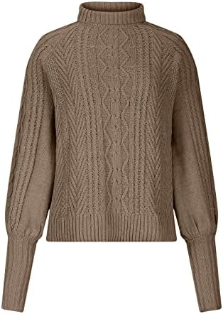 Ženski ležerni kabeli pleteni džemper za džemper na dugim rukavima Crt Crt Solid Controwner Fall Winter Topla