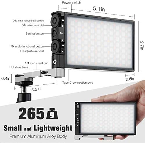 Pixel G1S RGB Video svjetlo, ugrađena 12w punjiva baterija LED svjetlo kamere u punoj boji 12 uobičajeni svjetlosni efekti, CRI≥97 2500-8500K LED video svjetlosni Panel sa kućištem od legure aluminijuma