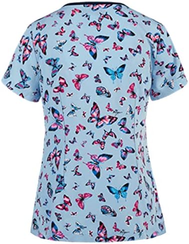 Ženski ljetni vrhovi cvjetni uzorak Print labavi kratki rukav V izrez udobne udobne dnevne košulje bluze