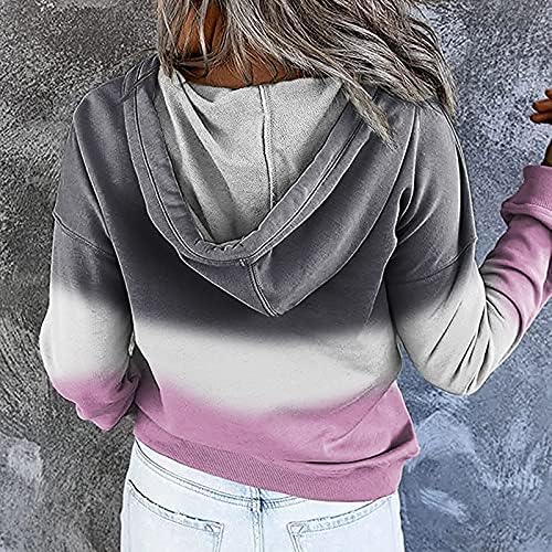 Fmchico ženska blok boja lagana casual aktivna 1/4 zip up pulover duks dukseva