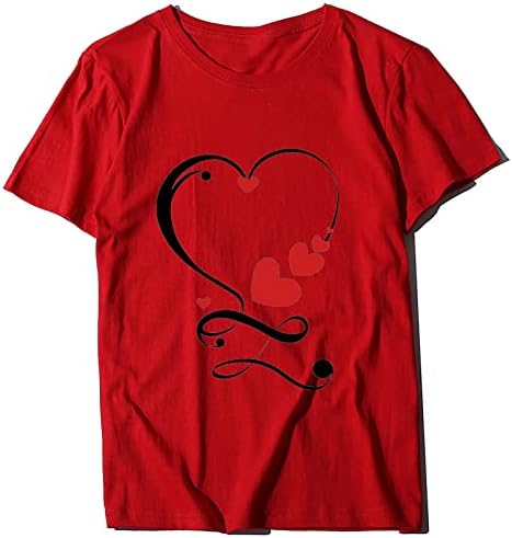 Camiseta de manga corta con cuello redondo de San Valentín para mujer # 554