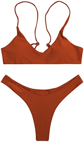 SherryDC ženski čvrsti vrat s lopaticom podstavljeni Brazilski Tangi bikini kupaći kostim kupaći kostim