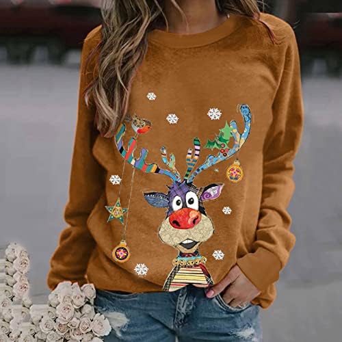 Žene smiješno slatko ispis dukserice pulover vrhovi ružnog božićnog džemper Xmas dugih rukava