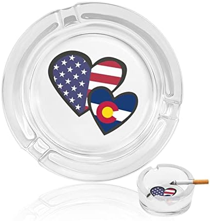 INTERLOWLOWRing Hearts American Colorado Zastava zastave Ashtrays Okrugli pepeo ladicu Slatka lijepa futrola za pepela za uređenje palube
