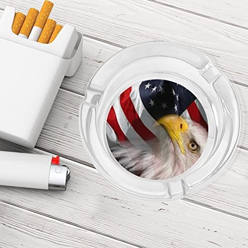 Američki ćelav Eagle USA zastava Staklo pepeljara okrugla pepeo ladica Slatka lijepa futrola za pepeo za uređenje