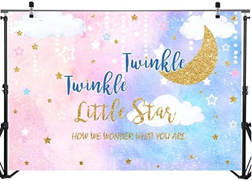 Rod otkrivaju pozadina Pink Blue Twinkle Twinkle Little Star Baby tuš fotografija pozadina Glitter zvijezda mjesec pozadine 7x5ft
