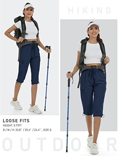 MoFiz ženske Kapri lake pantalone za planinarenje, brze suhe vodootporne vanjske atletske Ležerne kratke hlače sa patentnim zatvaračem