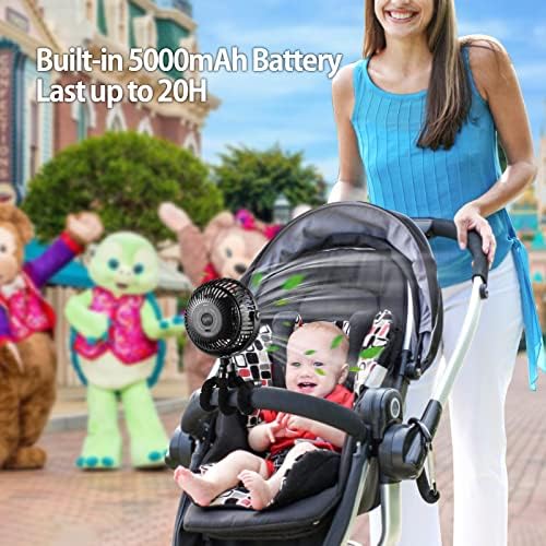Grandfast Baby kolica ventilator - 5000mAh baterija radi kopča na ventilatoru sa fleksibilnim