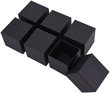 Dasofine Crne poklon kutije, kvadratna kutija 4 × 4× 3,8 sa poklopcem, mala Poklon kutija od 6 komada, kutije