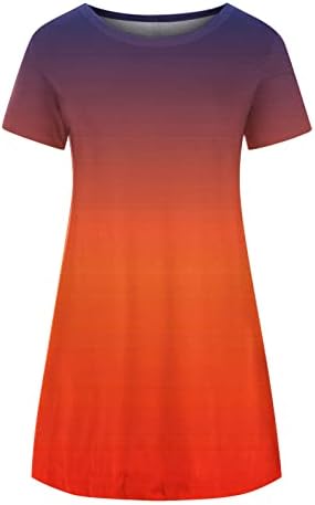 Haljina majica kratkih rukava za žene, ženske ljetne haljine od labavih tunika 2023 modna casual gradijentska slatka ljuljačka haljina