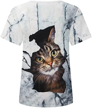 Tops for Women Crewneck T Shirts Lovely Cat Print grafički Tees kratki rukav Izlazak Tops T Shirt bluza tunika