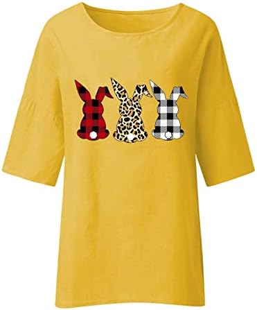 Loose Womens Tops Easter Womens 3 od 4 rukav Crew Neck Rabbit Funny Patterns Loose Top T Shirts Casual Blend