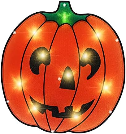 ALLADINBOX 17 Prelit dekoracije bundeve prozor silueta Holiday Display-Smiled Jack O' Lantern-viseća / stolna ploča Osvijetlite jesenji jesenji dekor za Dan zahvalnosti za Noć vještica