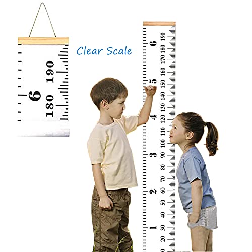 Tabela rasta visećih beba sa 2 pakovanja, viseća ravnala za zidni dekor, tkanina od drvenog okvira platno uklonjivo mjerenje visine za djecu, malu djecu i bebe
