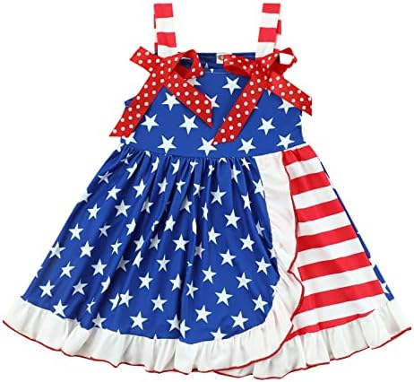 Beqeuewll Toddler Dan neovisnosti Outfit Dječji Djevojke Halter Haljine 4. srpnja Američka zastava Stripe