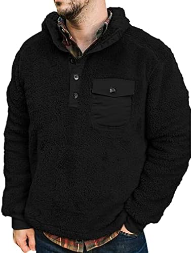 Džemperi za muškarce runo, dugi rukavi topli Aztečki pulover džemper sa patentnim zatvaračem V-izrez