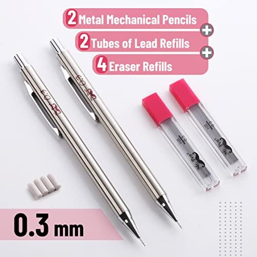 Mr. Pen-metalne mehaničke olovke, 0,3 mm, 2 pakovanja, olovne olovke, olovne olovke, Metalne mehaničke olovke,