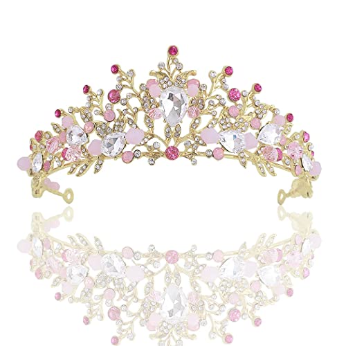 Bmirth Baroque Zlatna vjenčana kruna vještački dijamant vjenčane krune i tijare Crystal Bride Crown Prom kostimirana zabava Dodaci za kosu za žene i djevojčice