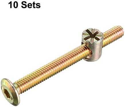 Uxcell M6x60mm set vijaka za namještaj Šesterokutni vijak sa navrtkama za cijevi za krevete uzglavlja stolice 10 kompleta