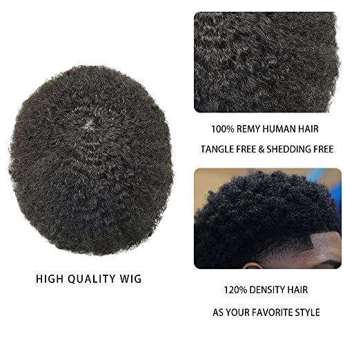 FACE MIRACLE Afro Curl Hair System For Black Men Full PU brazilska zamjena za ljudsku kosu Kinky Wave muške kose Jedinice za muške muške perike