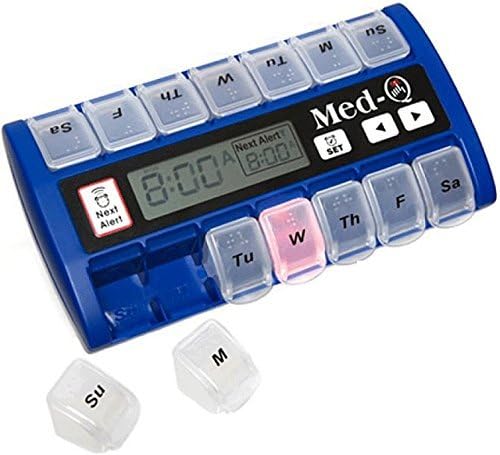 Novi podsjetnik MedQ dnevne kutije za pilule sa trepćućim svjetlom i alarmom za pištanje uključuje