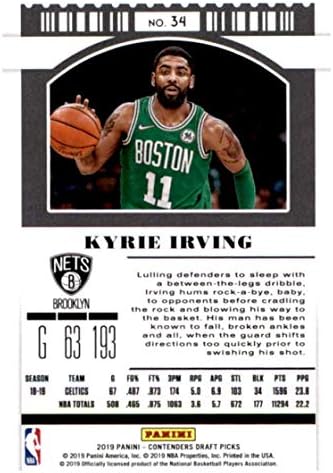 2019-20 Panini Terminis Nacrt odabira Sezona karta 34 Kyrie Irving Brooklyn Nets Basketball Card