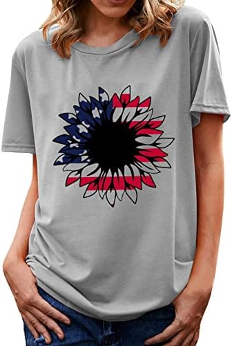 Četvrti jul Outfit Ženska Neovisnosti Dnevna majica Kratki rukav Crewneck Ljetna odmor Bluza vrhova USA zastava Thirt